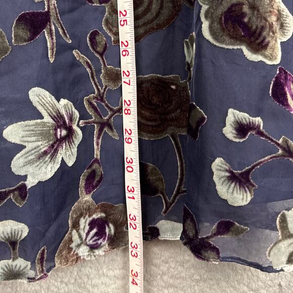 Velvet Burnout Mini Dress Baby Doll Spirit Of Grace Floral Navy Size M Boho Chic - Picture 5 of 11